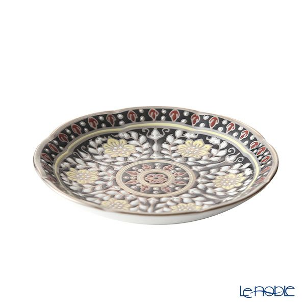 ブランベンジャロン工房 ミニプレート カニェンブラック／プラチナ 8cm