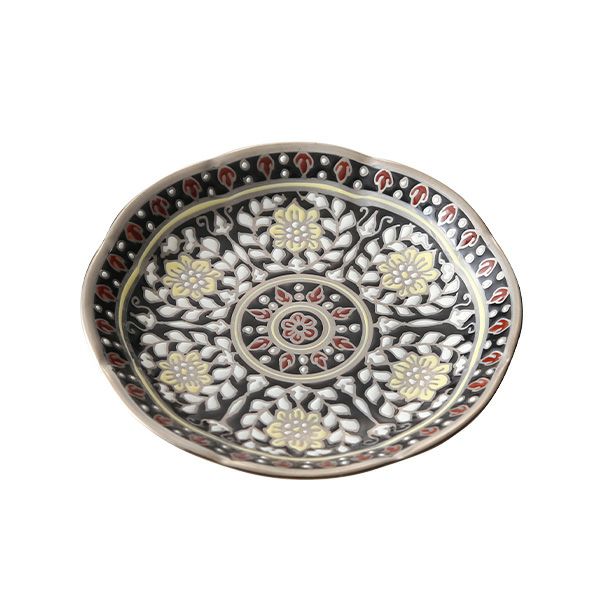 ブランベンジャロン工房 ミニプレート カニェンブラック／プラチナ 8cm