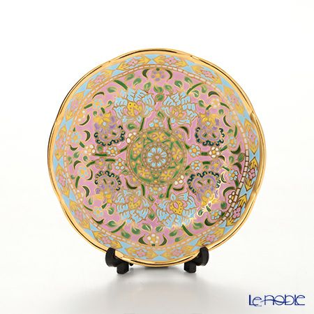 ブランベンジャロン工房 ボタニカルブーケ ピンク（ブルーライン） ミニプレート