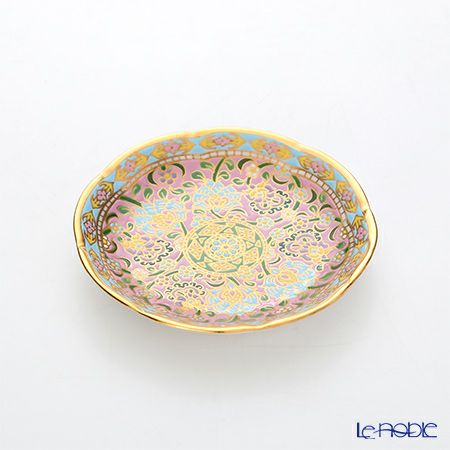 ブランベンジャロン工房 ボタニカルブーケ ピンク（ブルーライン） ミニプレート