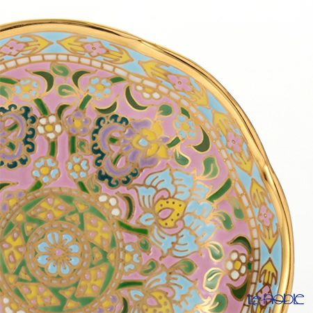 ブランベンジャロン工房 ボタニカルブーケ ピンク（ブルーライン） ミニプレート