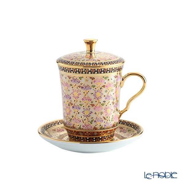 ブランベンジャロン工房 モカカップ＆ソーサー（蓋付） ロータスフラワー多彩 150ml