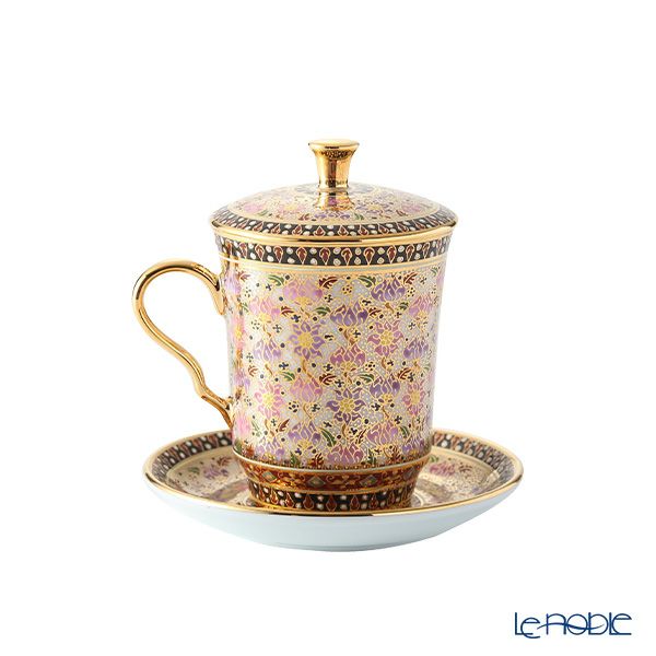 ブランベンジャロン工房 モカカップ＆ソーサー（蓋付） ロータスフラワー多彩 150ml