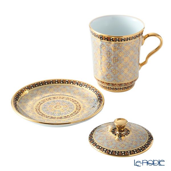 ブランベンジャロン工房 モカカップ＆ソーサー（蓋付） クラチャン グレイ 150ml