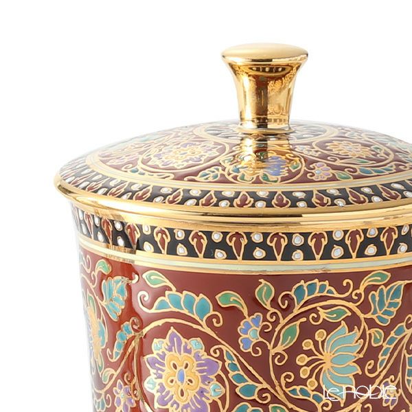 ブランベンジャロン工房 モカカップ＆ソーサー（蓋付） スコータイマルーン 150ml