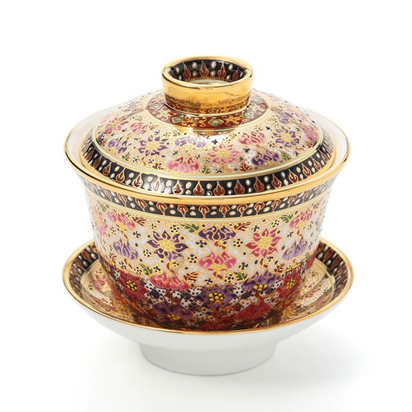 ブランベンジャロン工房 ロータスフラワー多彩 オリエンタルカップ＆ソーサー S