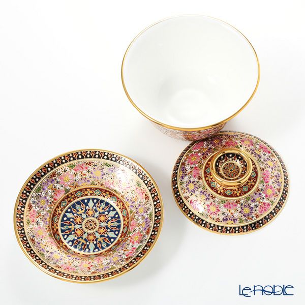 ブランベンジャロン工房 ロータスフラワー多彩 オリエンタルカップ＆ソーサー L