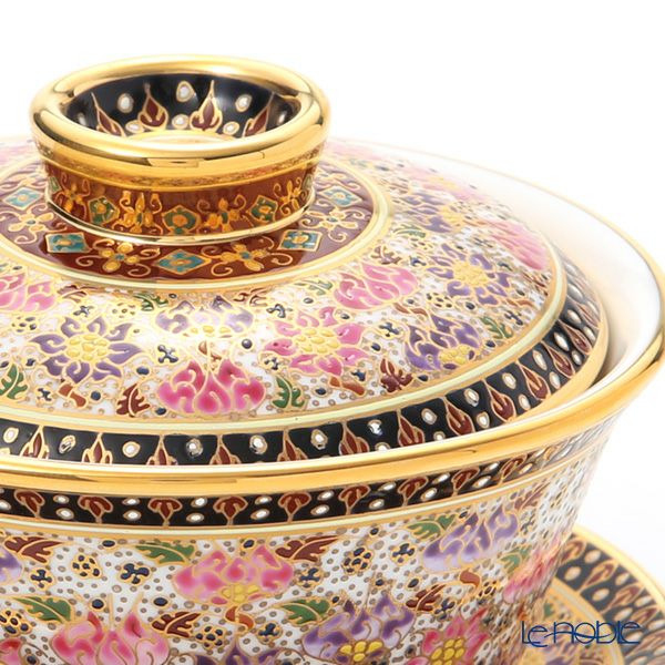 ブランベンジャロン工房 ロータスフラワー多彩 オリエンタルカップ＆ソーサー L