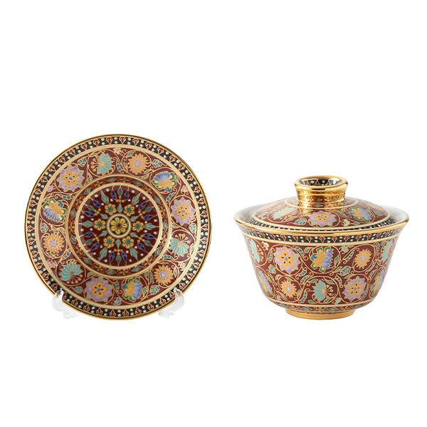 ブランベンジャロン工房 オリエンタルカップ＆ソーサー スコータイマルーン L