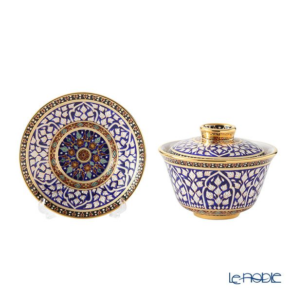 ブランベンジャロン工房 オリエンタルカップ＆ソーサー ロータスチャネルブルー L