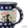 ポーリッシュポタリー（ポーランド陶器） ボレスワヴィエツ マグカップ 350ml／9.7cm 猫とハート 1105／A-1378A