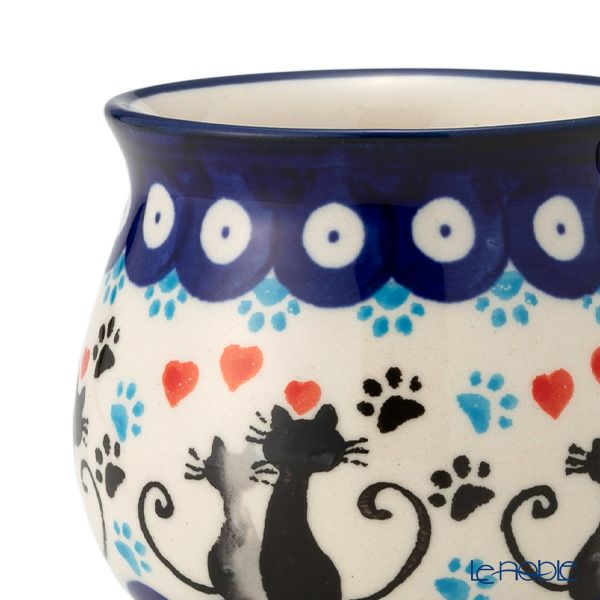 ポーリッシュポタリー（ポーランド陶器） ボレスワヴィエツ マグカップ 220ml／8cm 猫とハート 1452／A-1378A