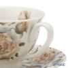 DUO フローラルシリーズ イングリッシュローズ カップ＆ソーサー ホワイト ペア 250ml
