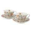 DUO フローラルシリーズ イングリッシュローズ カップ＆ソーサー ホワイト ペア 250ml