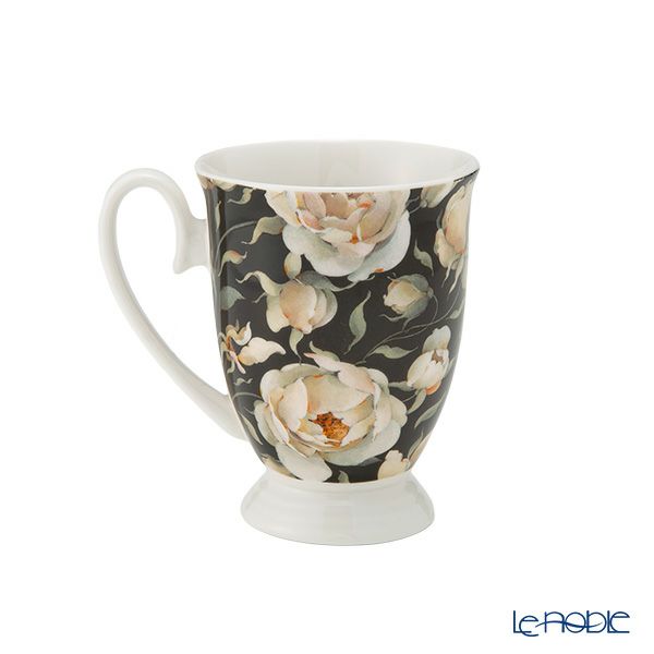 DUO フローラルシリーズ イングリッシュローズ マグカップ ブラック ペア 340ml
