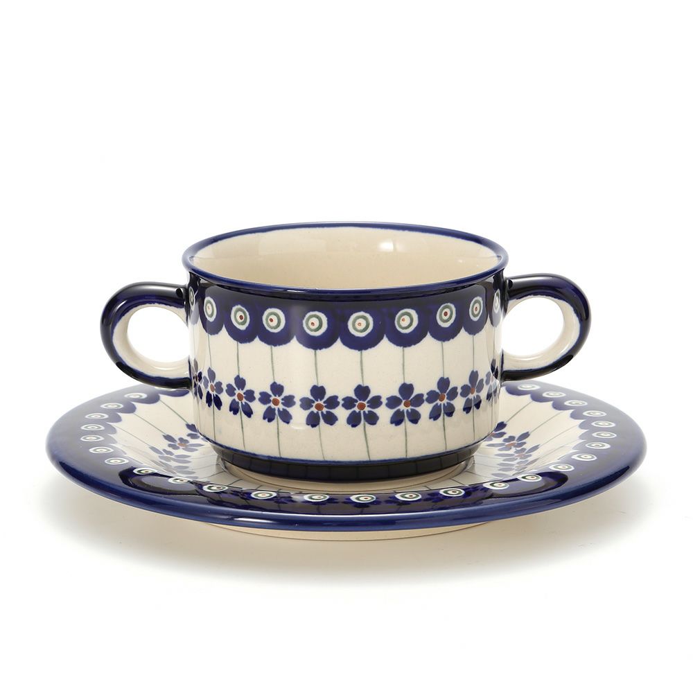 ポーリッシュポタリー（ポーランド陶器） ボレスワヴィエツ スープカップ＆ソーサー 260ml 900／908／A-166A