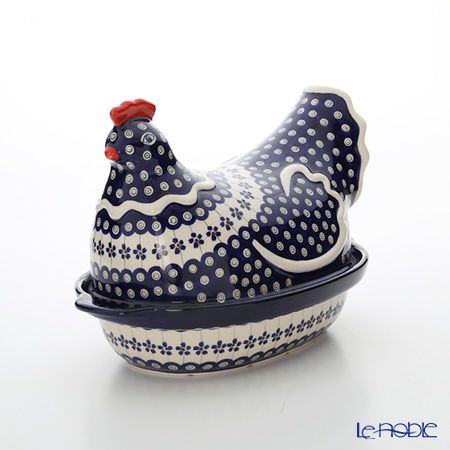 ポーリッシュポタリー（ポーランド陶器） ボレスワヴィエツ 蓋付ディッシュ（ニワトリ） 32.5cm 1773／1788／A-166A