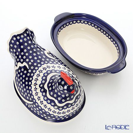 ポーリッシュポタリー（ポーランド陶器） ボレスワヴィエツ 蓋付ディッシュ（ニワトリ） 32.5cm 1773／1788／A-166A