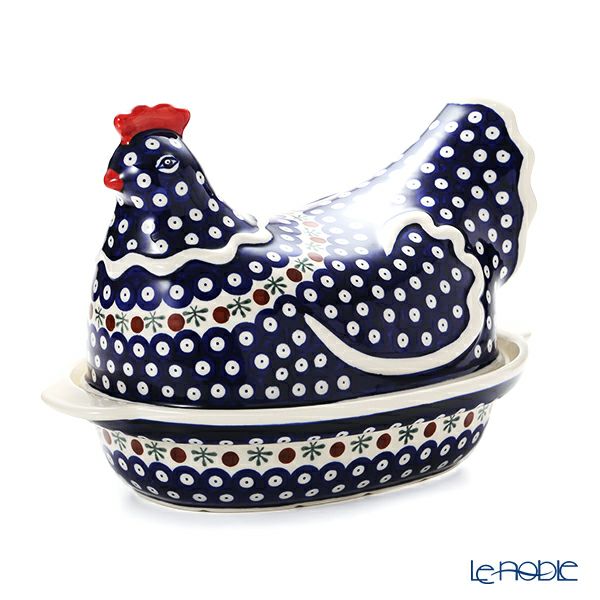 ポーリッシュポタリー（ポーランド陶器） ボレスワヴィエツ 蓋付きディッシュ（ニワトリ） 32.5cm 1773／1788／D-41