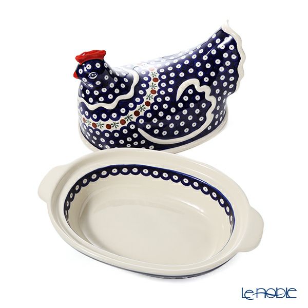 ポーリッシュポタリー（ポーランド陶器） ボレスワヴィエツ 蓋付きディッシュ（ニワトリ） 32.5cm 1773／1788／D-41