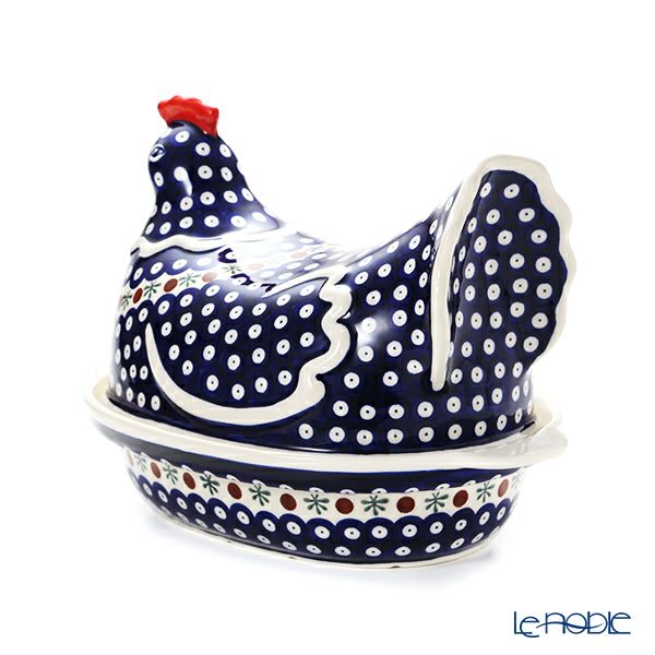 ポーリッシュポタリー（ポーランド陶器） ボレスワヴィエツ 蓋付きディッシュ（ニワトリ） 32.5cm 1773／1788／D-41