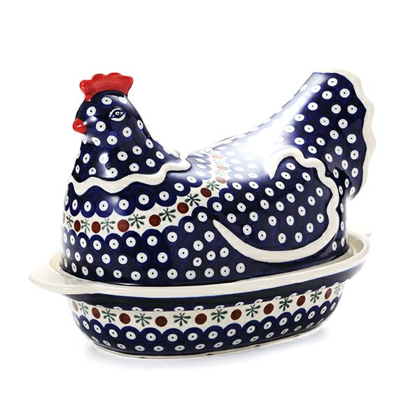 ポーリッシュポタリー（ポーランド陶器） ボレスワヴィエツ 蓋付きディッシュ（ニワトリ） 32.5cm 1773／1788／D-41