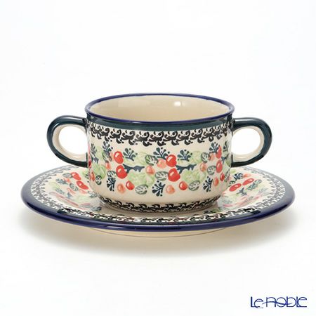 ポーリッシュポタリー（ポーランド陶器） ボレスワヴィエツ スープカップ＆ソーサー 260ml 900／908／DU158