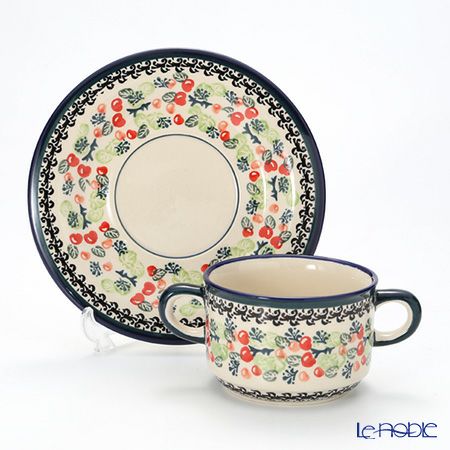 ポーリッシュポタリー（ポーランド陶器） ボレスワヴィエツ スープカップ＆ソーサー 260ml 900／908／DU158