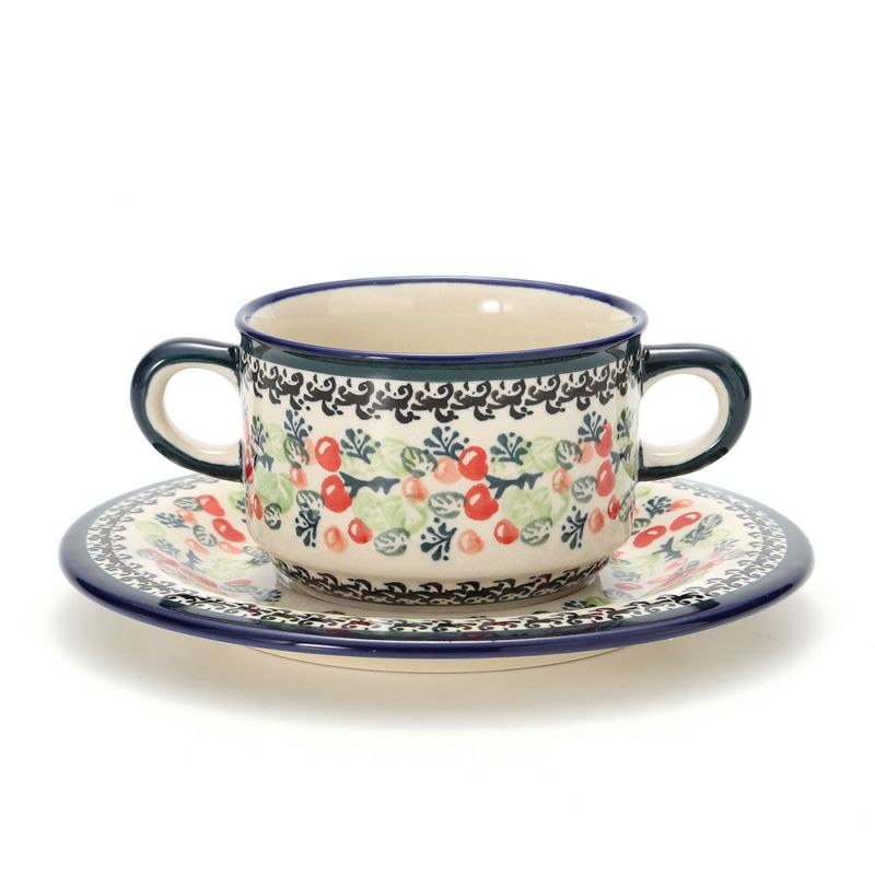 ポーリッシュポタリー（ポーランド陶器） ボレスワヴィエツ スープカップ＆ソーサー 260ml 900／908／DU158