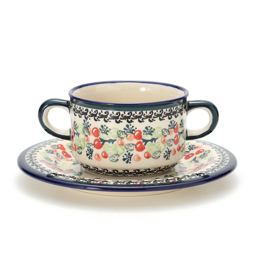 ポーリッシュポタリー（ポーランド陶器） ボレスワヴィエツ スープカップ＆ソーサー 260ml 900／908／DU158