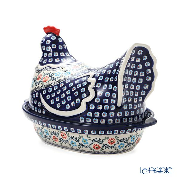 ポーリッシュポタリー（ポーランド陶器） ボレスワヴィエツ 蓋付きディッシュ（ニワトリ） 32.5cm 1773／1788／A-1145A