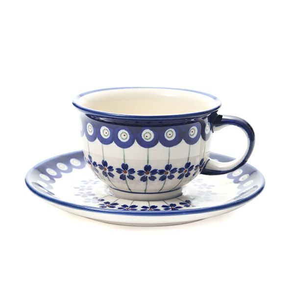 ポーリッシュポタリー（ポーランド陶器） ボレスワヴィエツ ティーカップ＆ソーサー 220ml／16cm 775／836／A-166A