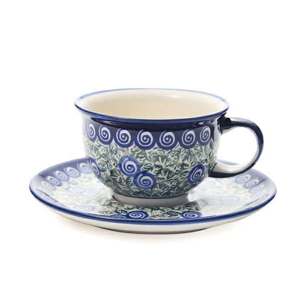 ポーリッシュポタリー（ポーランド陶器） ボレスワヴィエツ ティーカップ＆ソーサー 220ml／16cm 775／836／A-1073A