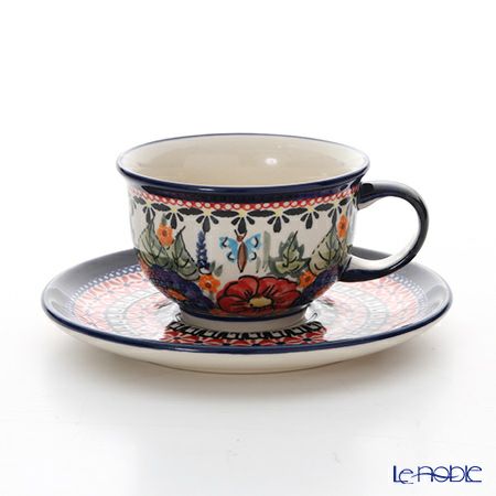 ポーリッシュポタリー（ポーランド陶器） ボレスワヴィエツ ティーカップ＆ソーサー 220ml／16cm 775／836／ART-149 アートコレクション