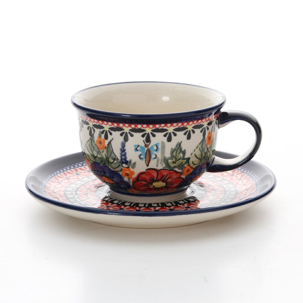 ポーリッシュポタリー（ポーランド陶器） ボレスワヴィエツ ティーカップ＆ソーサー 220ml／16cm 775／836／ART-149 アートコレクション