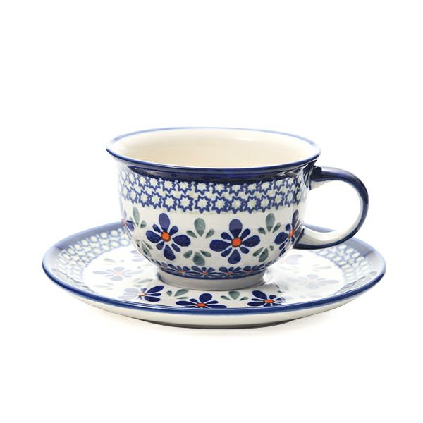 ポーリッシュポタリー（ポーランド陶器） ボレスワヴィエツ ティーカップ＆ソーサー 220ml／16cm 775／836／DU-60