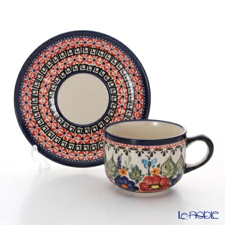 ポーリッシュポタリー（ポーランド陶器） ボレスワヴィエツ ティーカップ＆ソーサー 210ml／16cm 886／883／ART-149 アートコレクション