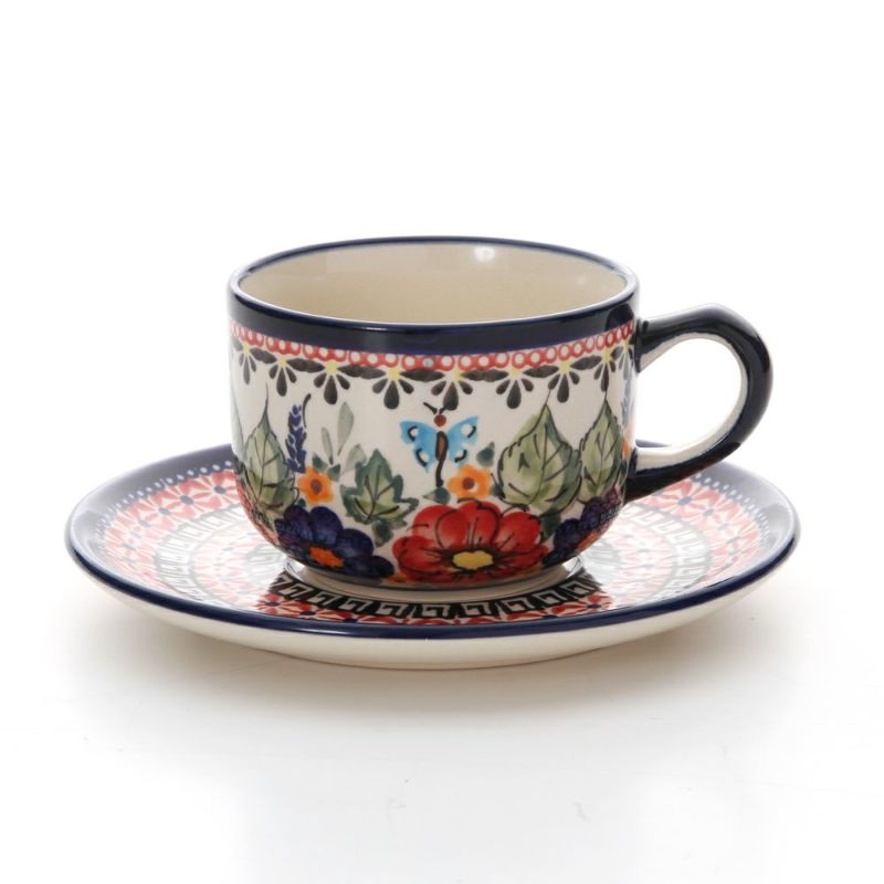 ポーリッシュポタリー（ポーランド陶器） ボレスワヴィエツ ティーカップ＆ソーサー 210ml／16cm 886／883／ART-149 アートコレクション
