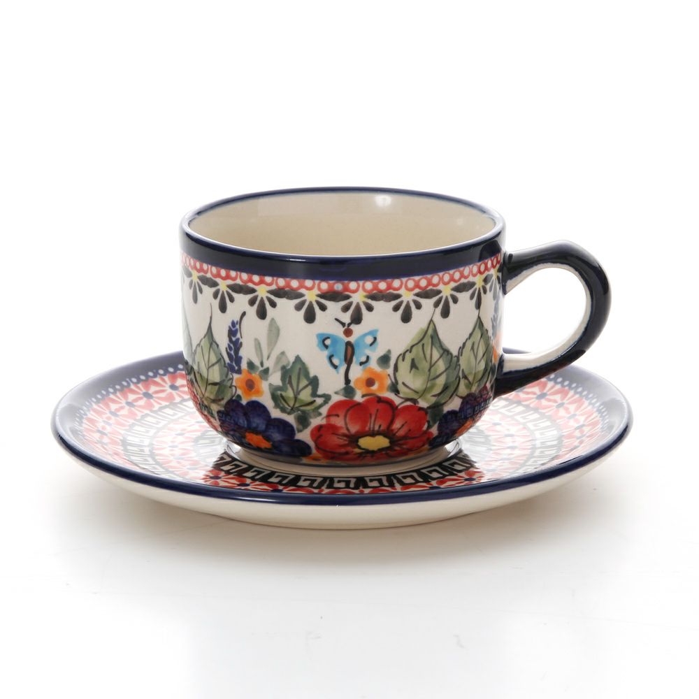 ポーリッシュポタリー（ポーランド陶器） ボレスワヴィエツ ティーカップ＆ソーサー 210ml／16cm 886／883／ART-149 アートコレクション