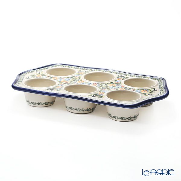 ポーリッシュポタリー（ポーランド陶器） ボレスワヴィエツ マフィン型／カップケーキ型 プレート 22×38cm 1778／DU-182