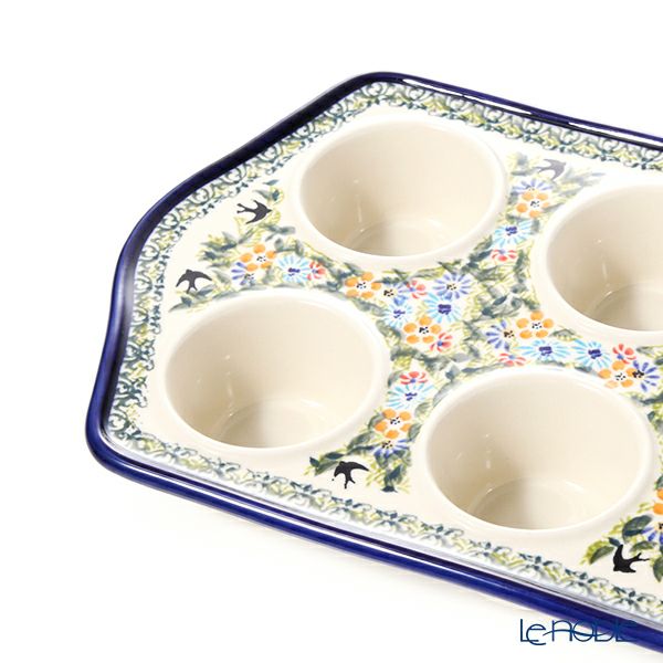 ポーリッシュポタリー（ポーランド陶器） ボレスワヴィエツ マフィン型／カップケーキ型 プレート 22×38cm 1778／DU-182