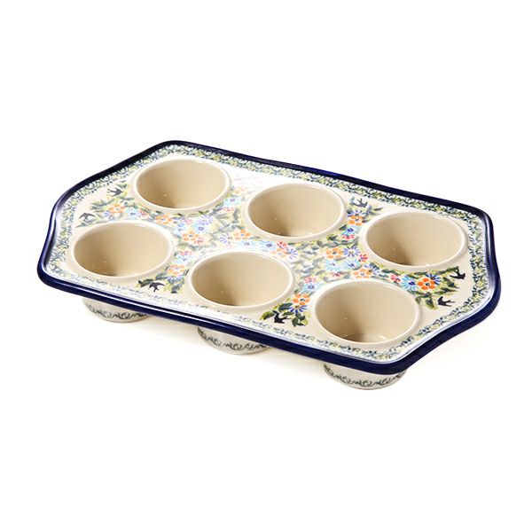 ポーリッシュポタリー（ポーランド陶器） ボレスワヴィエツ マフィン型／カップケーキ型 プレート 22×38cm 1778／DU-182