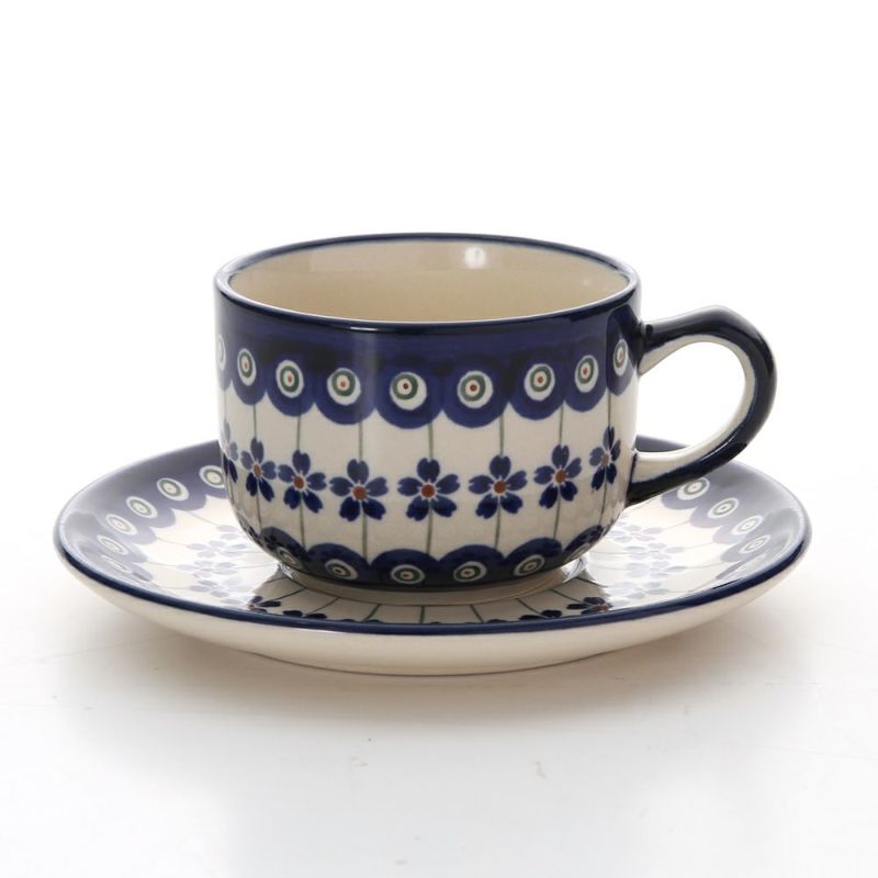 ポーリッシュポタリー（ポーランド陶器） ボレスワヴィエツ ティーカップ＆ソーサー 210ml／16cm 886／883／A-166A