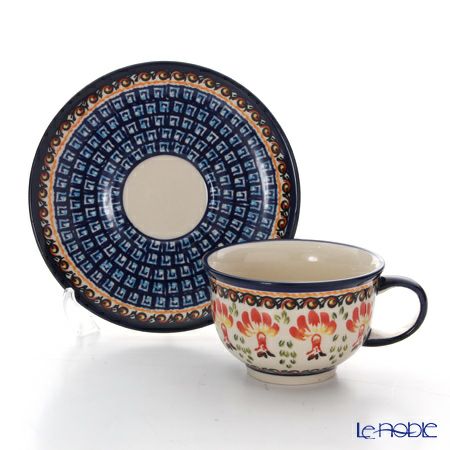 ポーリッシュポタリー（ポーランド陶器） ボレスワヴィエツ ティーカップ＆ソーサー 220ml／16cm 775／836／DU-184