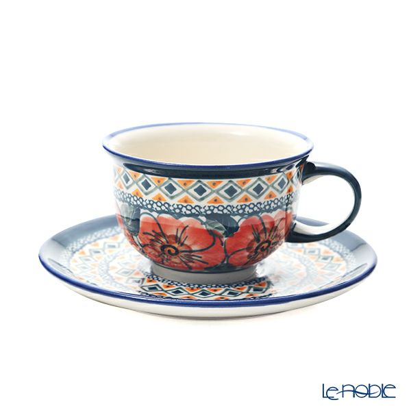 ポーリッシュポタリー（ポーランド陶器） ボレスワヴィエツ ティーカップ＆ソーサー 220ml／16cm 775／836／ART-124 アートコレクション