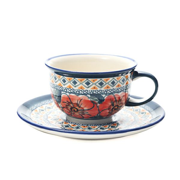 ポーリッシュポタリー（ポーランド陶器） ボレスワヴィエツ ティーカップ＆ソーサー 220ml／16cm 775／836／ART-124 アートコレクション
