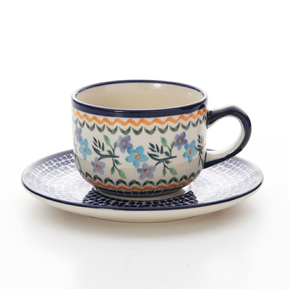ポーリッシュポタリー（ポーランド陶器） ボレスワヴィエツ ティーカップ＆ソーサー 210ml／16cm 886／883／A-1154A