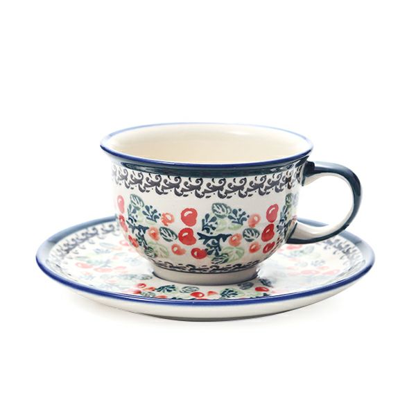ポーリッシュポタリー（ポーランド陶器） ボレスワヴィエツ ティーカップ＆ソーサー 220ml／16cm 775／836／DU-158