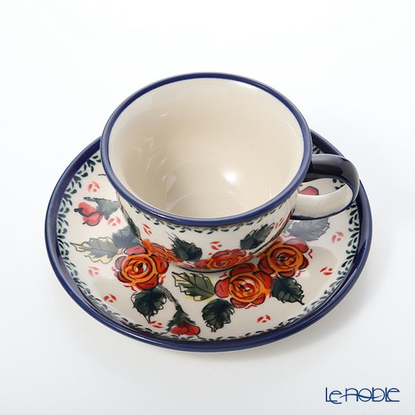 ポーリッシュポタリー（ポーランド陶器） ボレスワヴィエツ ティーカップ＆ソーサー 220ml／16cm 775／836／ART-198 アートコレクション