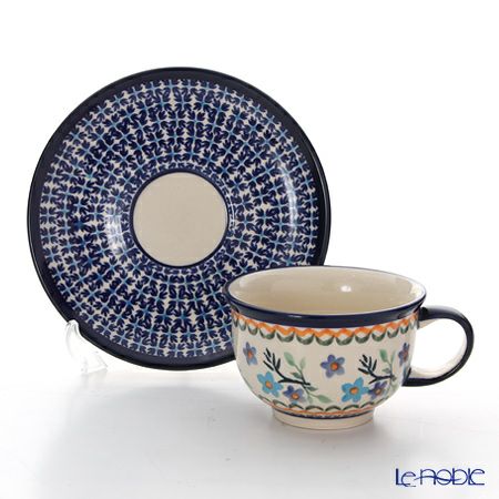 ポーリッシュポタリー（ポーランド陶器） ボレスワヴィエツ ティーカップ＆ソーサー 220ml／16cm 775／836／A-1154A